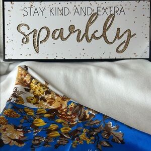 Floral Elegance Blue and Brown Scarf #2050